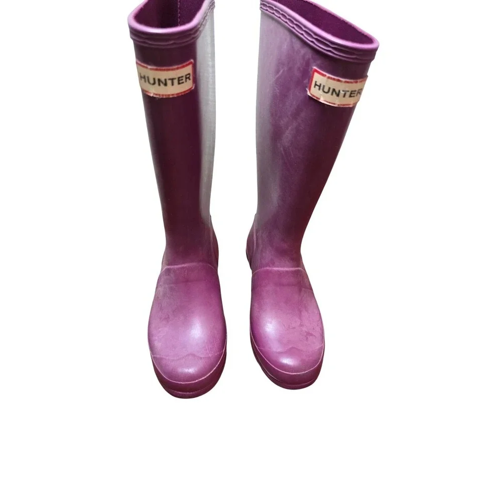 Hunter Youth Purple Adjustable Waterproof Rubber Rain Boots Size 2